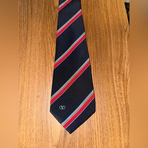 Valentino Dark Blue Striped Tie